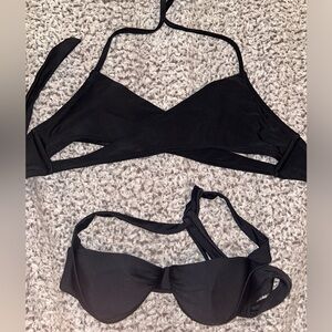 Black Push Up Swim Top & Black Cross Adjustable Swim Top